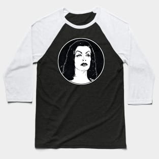 VAMPIRA - Plan 9 From Outer Space (Circle Black and White) Baseball T-Shirt